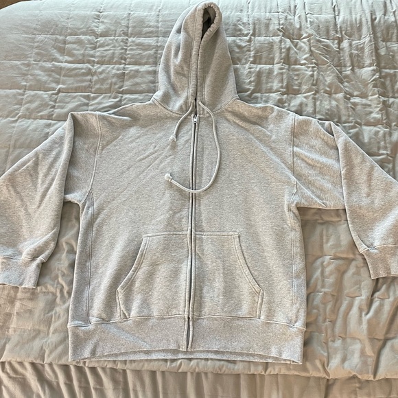 Aritzia Tna Cozy Fleece Boyfriend Zip Hoodie Heather Chrome Size Large - Picture 3 of 12